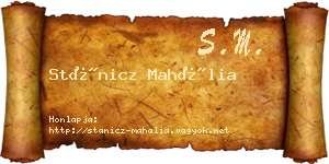 Stánicz Mahália névjegykártya